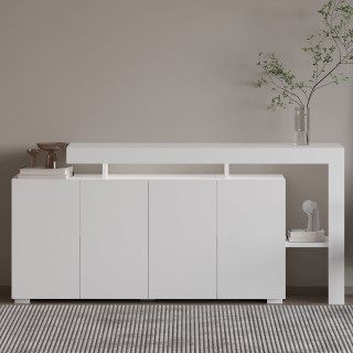Buffet lumineux blanc 4 portes avec niches ouvertes - DAKOTA