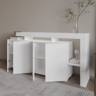 Buffet lumineux blanc 4 portes avec niches ouvertes - DAKOTA