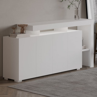 Buffet lumineux blanc 4 portes avec niches ouvertes - DAKOTA