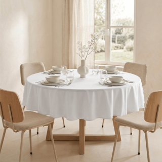 Nappe anti-taches ronde Ophy - Diam 180 cm - Ivoire