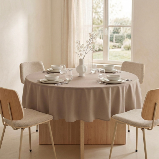 Nappe anti-taches ronde Ophy - Diam 180 cm - Couleur lin