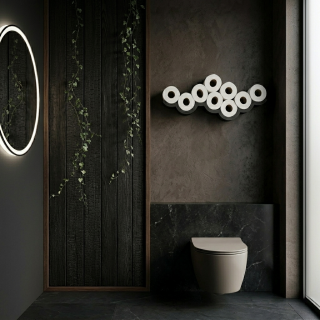 Etagère nuage pour WC en bois - Noir