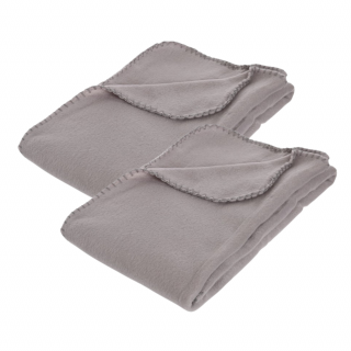 Lot 2x Plaid polaire - 125 x 150 cm - Gris