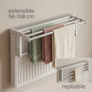 Porte serviette pour radiateur  Butterfly - Aluminium - L. 58/108 cm - 4.15 m d'étendage