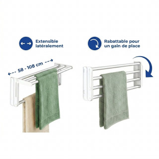 Porte serviette pour radiateur  Butterfly - Aluminium - L. 58/108 cm - 4.15 m d'étendage
