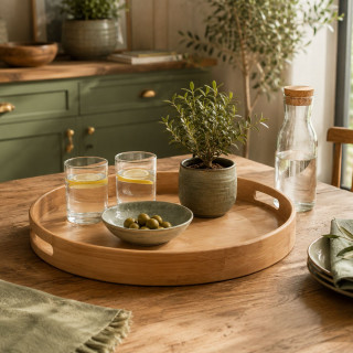 Plateau Rond - Diam. 40 cm. - Bambou