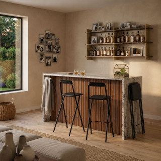 Chaise de bar pliante Louna - Noir