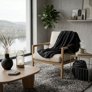 Lot 2x Plaid polaire - 125 x 150 cm - Noir
