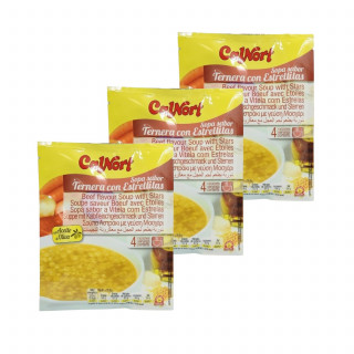 Lot 3x Soupe saveur boeuf avec pâtes étoiles - Sachet 66g