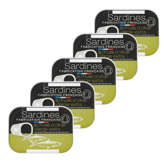 Lot 5x Sardines à l'huile d'olive extra vierge - Conserve 115g