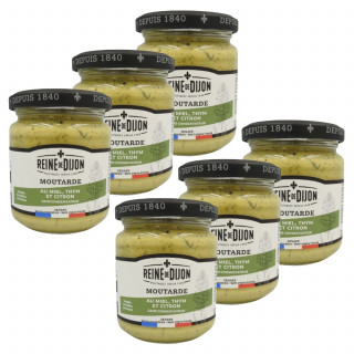 Lot 6x Moutarde au miel, thym et citron - Bocal 200g