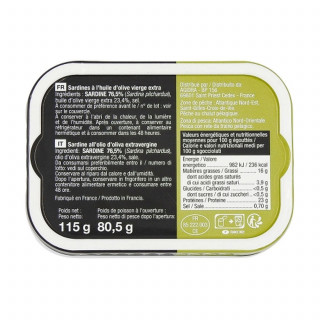 Lot 10x Sardines à l'huile d'olive extra vierge - Conserve 115g