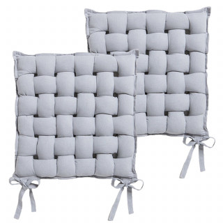 Lot de 2 galettes de chaise tressées - 40 x 40 cm - Gris