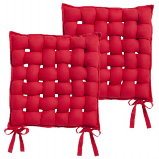Lot de 2 galettes de chaise tressées - 40 x 40 cm - Rouge