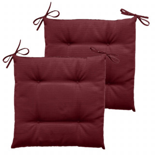 Lot de 2 galettes de chaise d'extérieur KORAI - 40 x 40 cm - Bordeaux