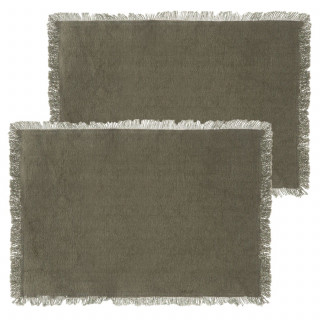 Lot de 2 sets de table en coton MAHA - 45 x 30 cm - Kaki