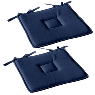 Lot de 2 galettes de chaise en coton PANAMA - Bleu foncé