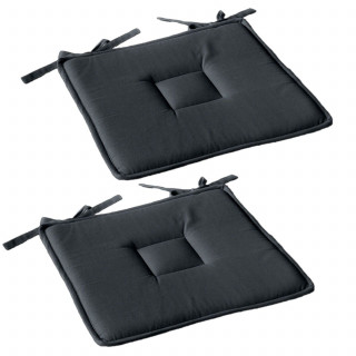 Lot de 2 galettes de chaise en coton PANAMA - Gris foncé