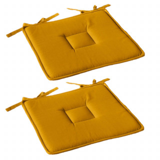 Lot de 2 galettes de chaise en coton PANAMA - Jaune