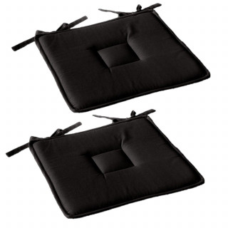 Lot de 2 galettes de chaise en coton PANAMA - Noir