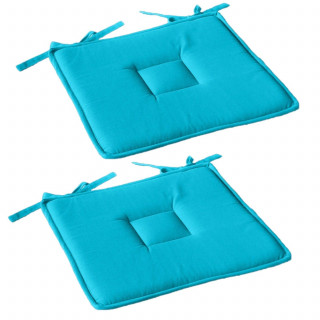 Lot de 2 galettes de chaise en coton PANAMA - Turquoise