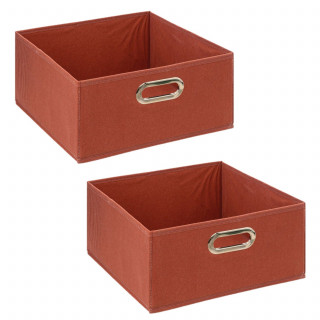 Lot de 2 boîtes de rangement carrées en tissu MIX' N MODUL - L.31 x l.31 x H.15 cm - Terre de Sienne