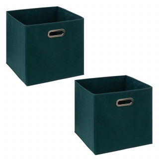 Lot de 2 boites de rangement en tissu MIX'N MODUL - L.31 x l.31 x H.31 cm - Bleu pétrole