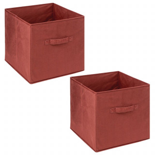 Lot de 2 boites de rangement cube en velours MIX'N MODUL - L.31 x l.31 x H.31 cm - Terre de Sienne