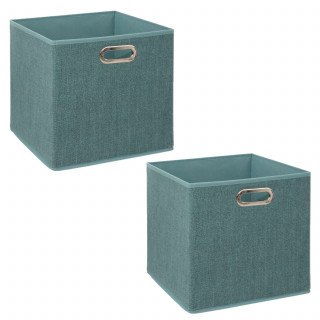 Lot de 2 boîtes de rangement en tissu MIX'N MODUL - L.31 x l.31 x H.31 cm - Bleu chiné