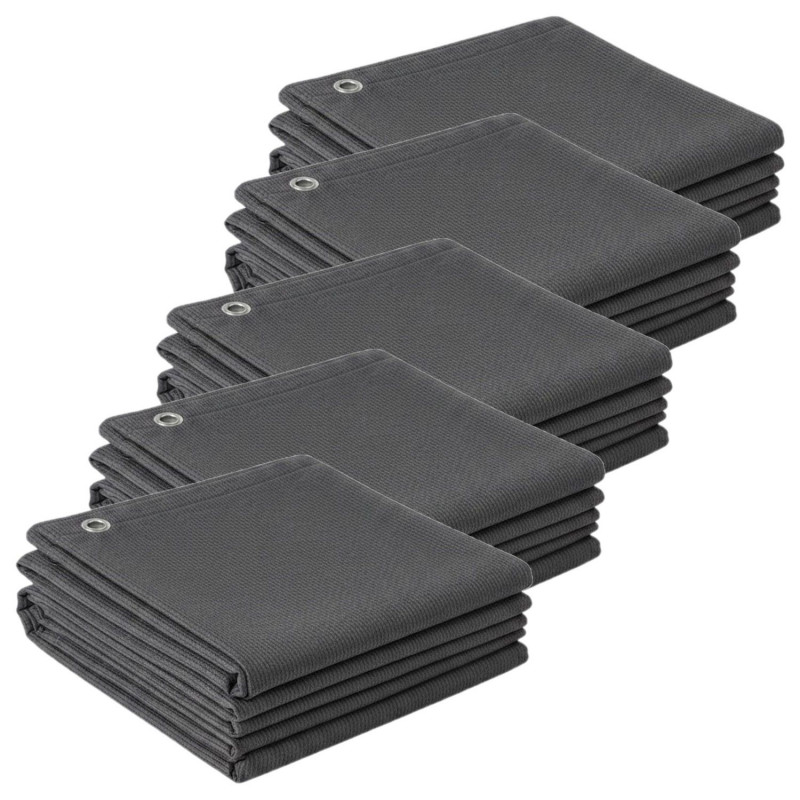 Lot de 5 brise-vues occultants en HDPE 165 gr/m² 1,20 M x 6 M - Gris