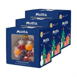Lot 3x Boule de Noël gourmande avec pâtes de fruits - Boîte 80g