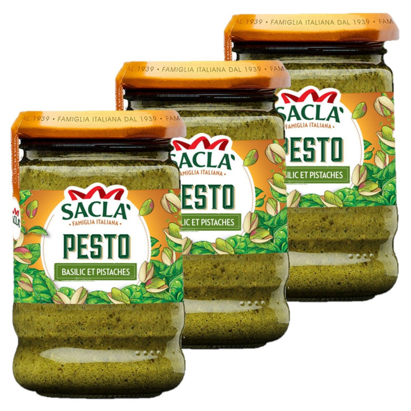 Lot 3x Pesto basilic et pistaches - Pot 190g