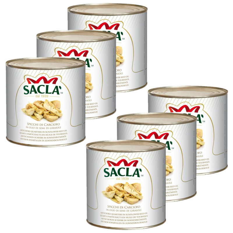 Lot 6x Quartiers d'artichauts en huile de tournesol - Conserve 2,5kg