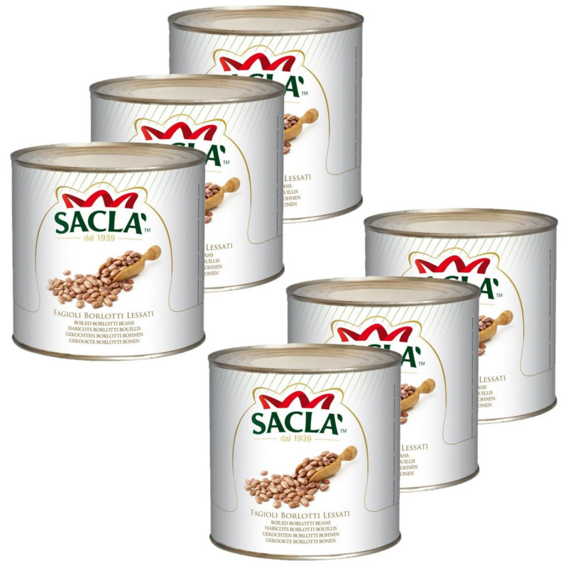 Lot 6x Haricots Borlotti au naturel - Conserve 2,5kg