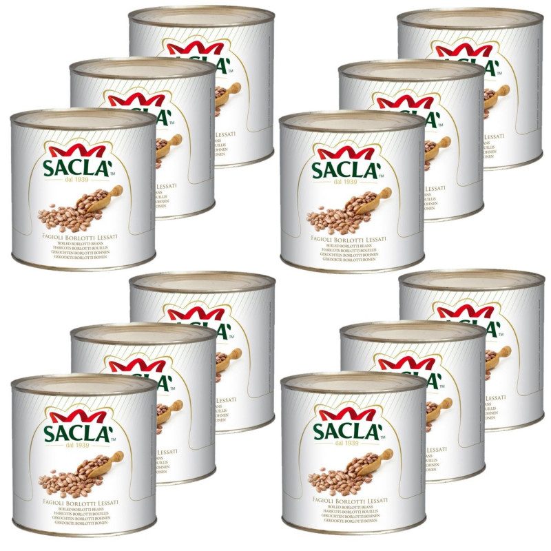 Lot 12x Haricots Borlotti au naturel - Conserve 2,5kg
