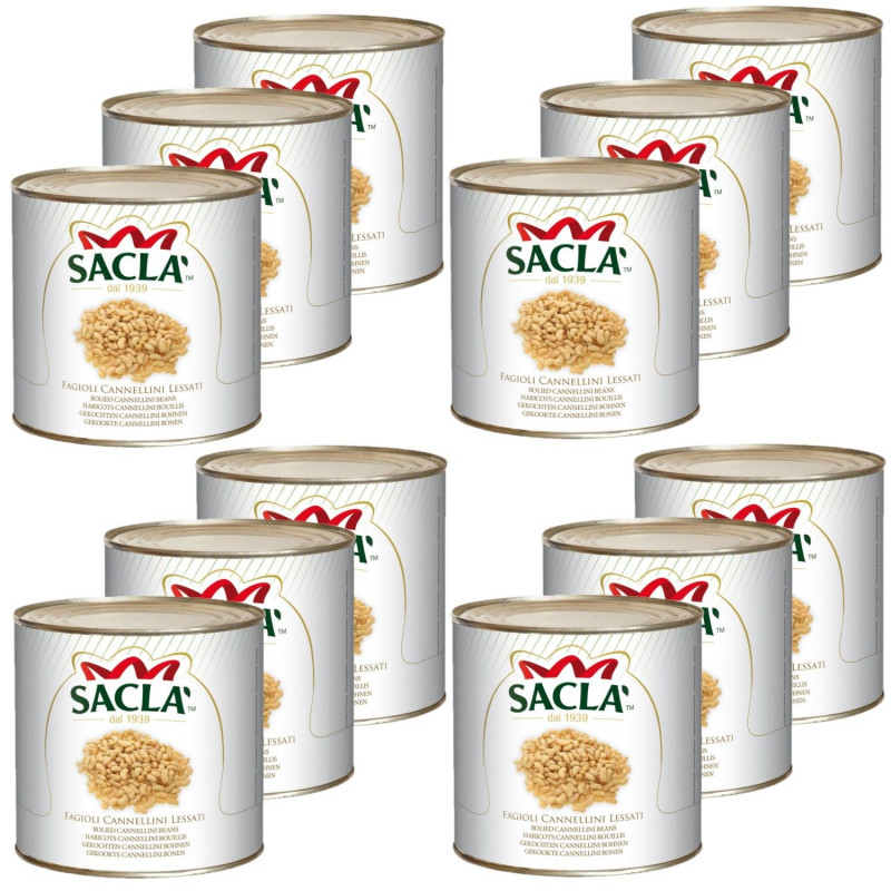 Lot 12x Haricots Cannellini au naturel - Conserve 2,5kg
