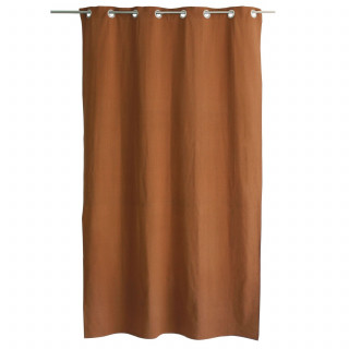 Rideau en coton recyclé chambray CAMBRIA - 140 x 240 cm - Café