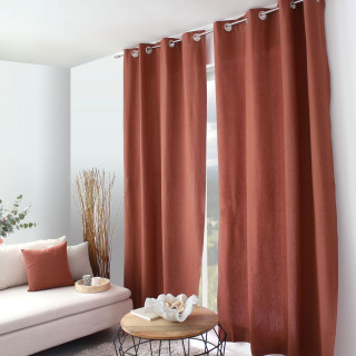 Rideau en coton recyclé chambray CAMBRIA - 140 x 240 cm - Terracotta