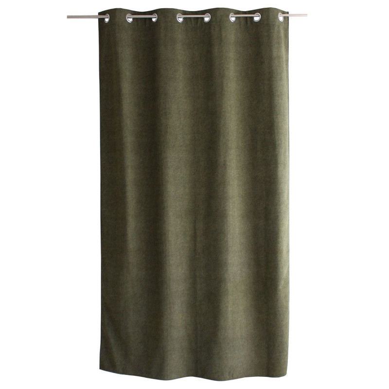 Rideau thermique en velours marbré avec doublure polaire NUUK - 140 x 240 cm - Vert foncé