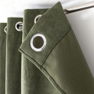 Rideau thermique en velours marbré avec doublure polaire NUUK - 140 x 240 cm - Vert foncé
