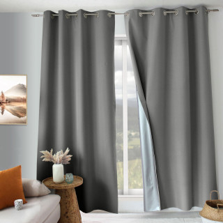Rideau total occultant et thermique OXFORD - 135 x 240 cm - Gris clair
