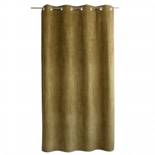 Rideau thermique en velours chenillé avec doublure polaire ALPAGA - 140 x 240 cm - Bronze