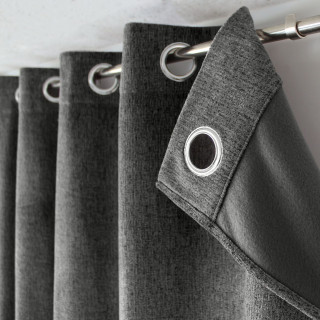 Rideau thermique en velours chenillé avec doublure polaire ALPAGA - 140 x 240 cm - Gris foncé