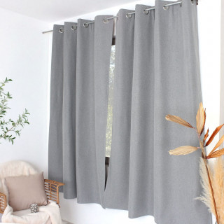 Rideau thermique pour fenêtre avec doublure polaire noire FJORD - 140 x 180 cm - Gris clair