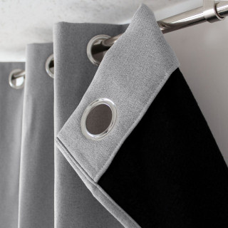 Rideau thermique pour fenêtre avec doublure polaire noire FJORD - 140 x 180 cm - Gris clair