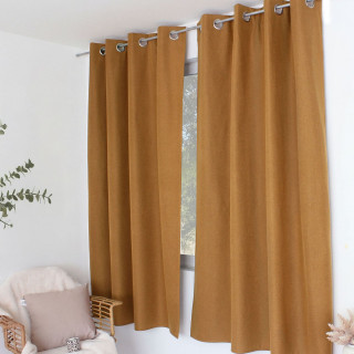 Rideau thermique pour fenêtre avec doublure polaire noire FJORD - 140 x 180 cm - Tabac