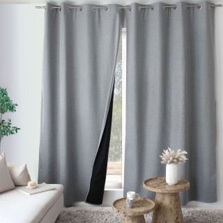 Rideau thermique avec doublure polaire noire FJORD - 140 x 240 cm - Gris clair