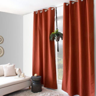 Rideau thermique avec doublure polaire noire FJORD - 140 x 240 cm - Terre cuite