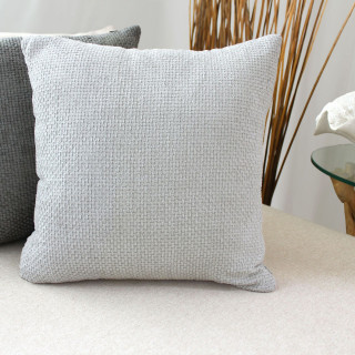 Coussin déhoussable en velours chenillé KAMALA - 40 x 40 cm - Gris clair