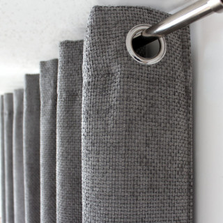 Rideau en velours chenillé KAMALA - 140 x 240 cm - Gris foncé